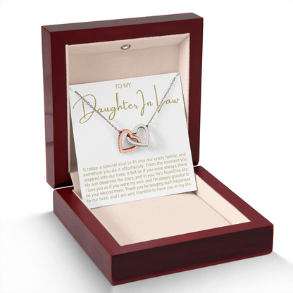 To My Daughter-in-law - Linked Hearts Necklace - Grateful to Have You Message Card Gift