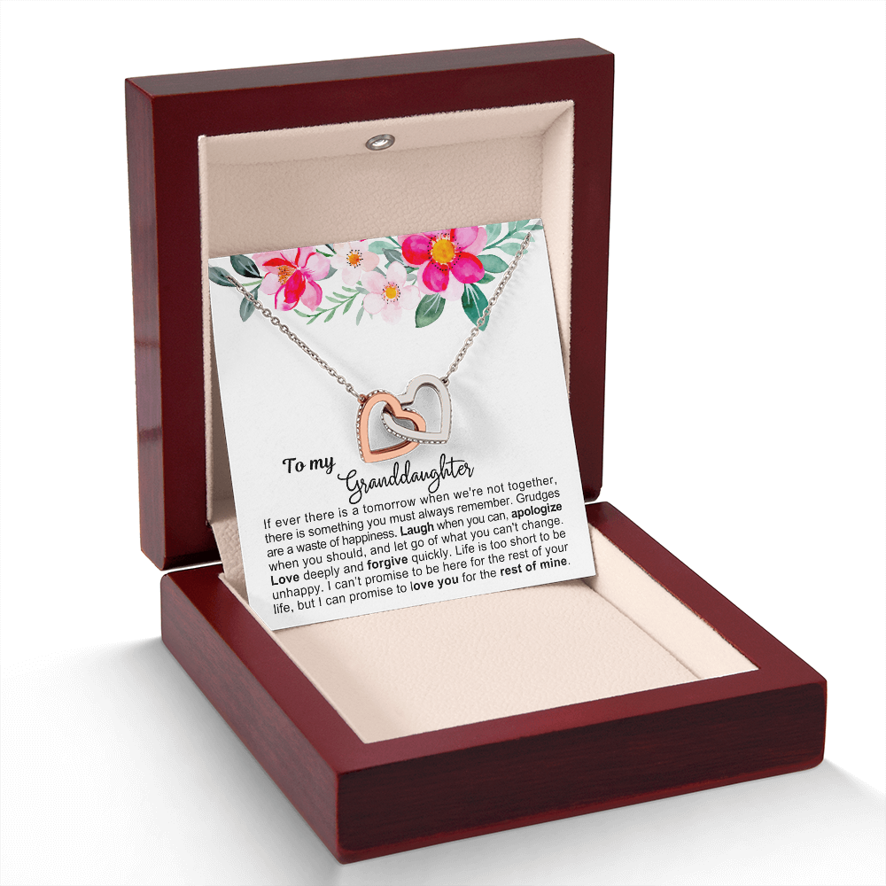 To My Granddaughter - Linked Hearts Necklace - Love You Forever Message Card Gift