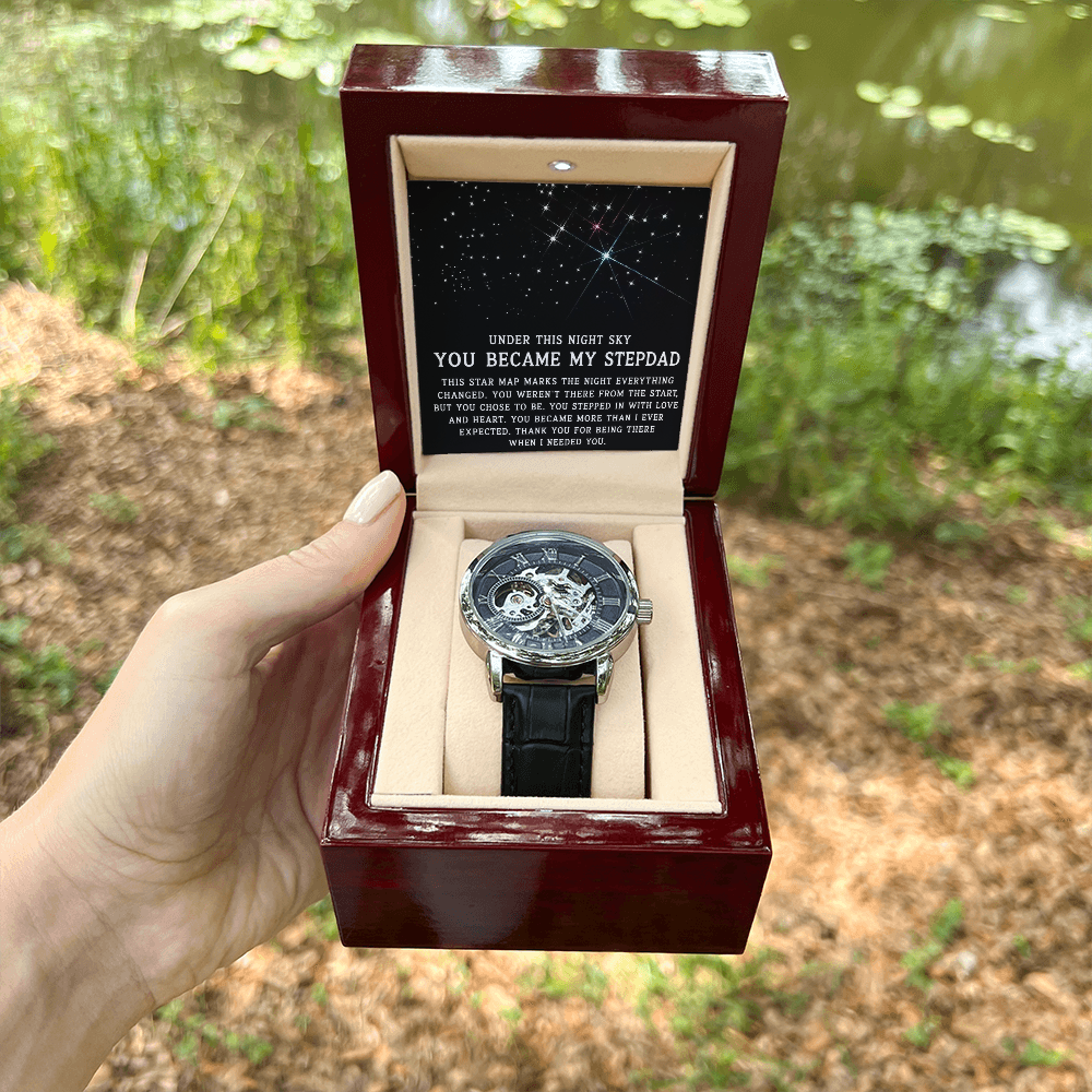 Under This Night Sky - Father's Day Openwork Watch Gift for Stepdad