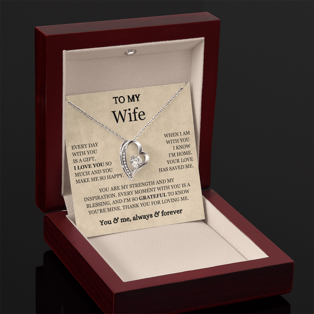 To My Wife - Love Heart Necklace - You Are My Strength Valentine's Day Gift