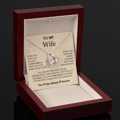 To My Wife - Love Heart Necklace - You Are My Strength Valentine's Day Gift