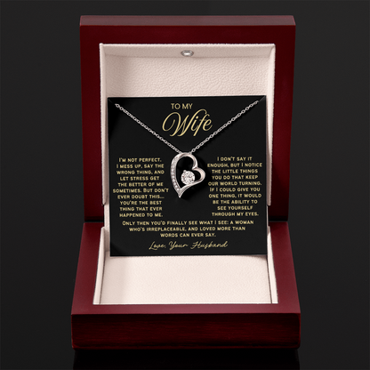 To My Wife - Love Heart Necklace - You Are Irreplaceable Valentine's Day Gift