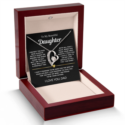 To My Daughter Necklace from Dad - Love Heart Necklace - Proud Father Message Card Gift