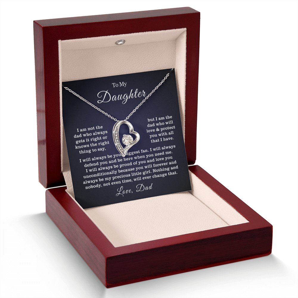 To My Daughter Necklace from Dad - Love Heart Necklace - Proud Father Message Card Gift