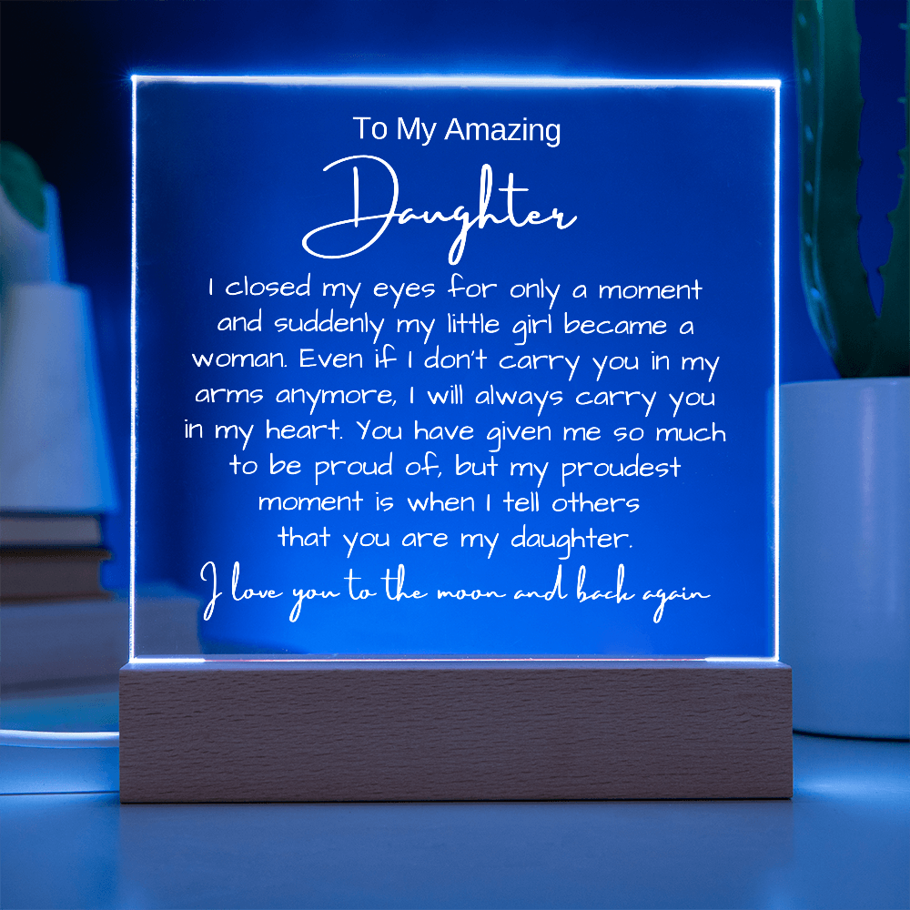 To My Daughter - Acrylic Plaque Nightlight LED Lamp Heartfelt Message gift