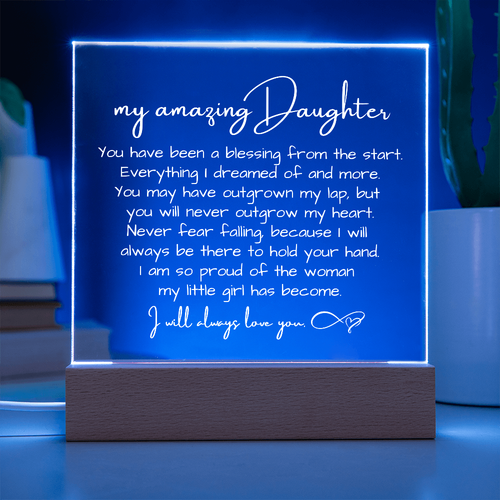 To My Daughter - Acrylic Plaque Nightlight LED Lamp Heartfelt Message gift