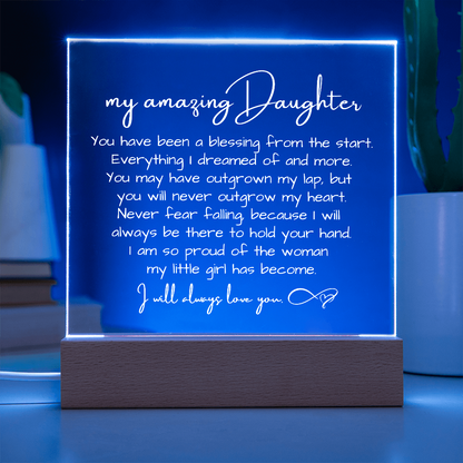 To My Daughter - Acrylic Plaque Nightlight LED Lamp Heartfelt Message gift