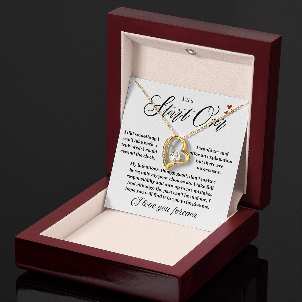 To My Love - Love Heart Necklace - Let's Start Over Message Card Gift