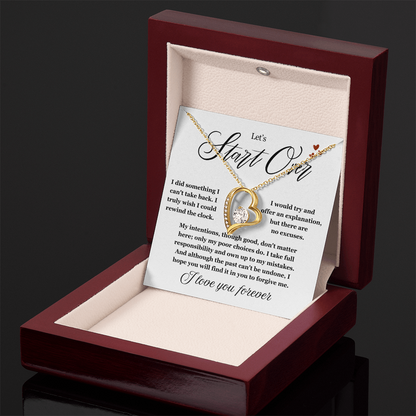 To My Love - Love Heart Necklace - Let's Start Over Message Card Gift