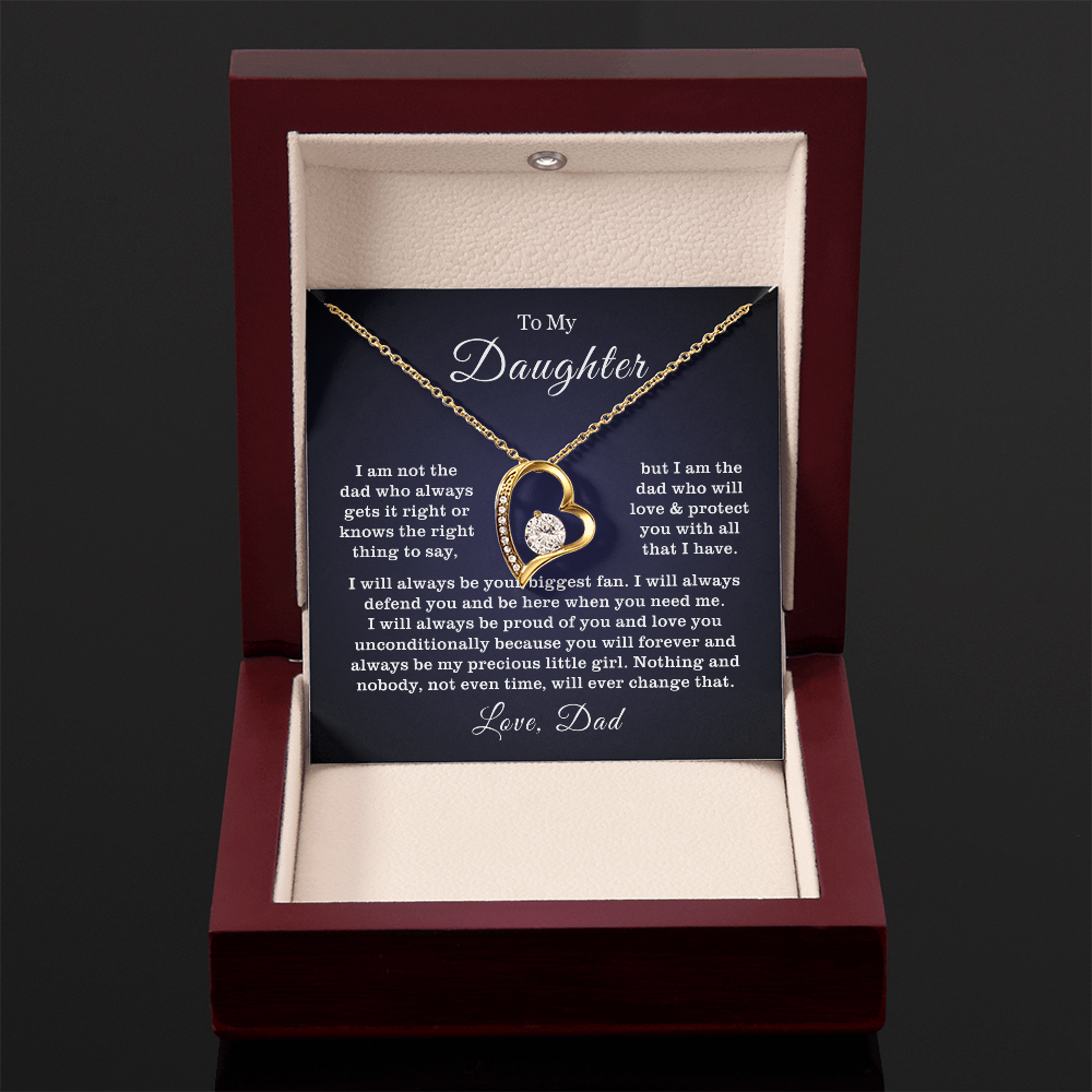 To My Daughter Necklace from Dad - Love Heart Necklace - Proud Father Message Card Gift
