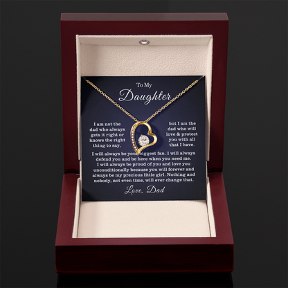 To My Daughter Necklace from Dad - Love Heart Necklace - Proud Father Message Card Gift