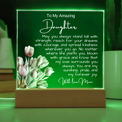 To My Daughter from Mum - Acrylic Plaque Nightlight LED Lamp Message gift