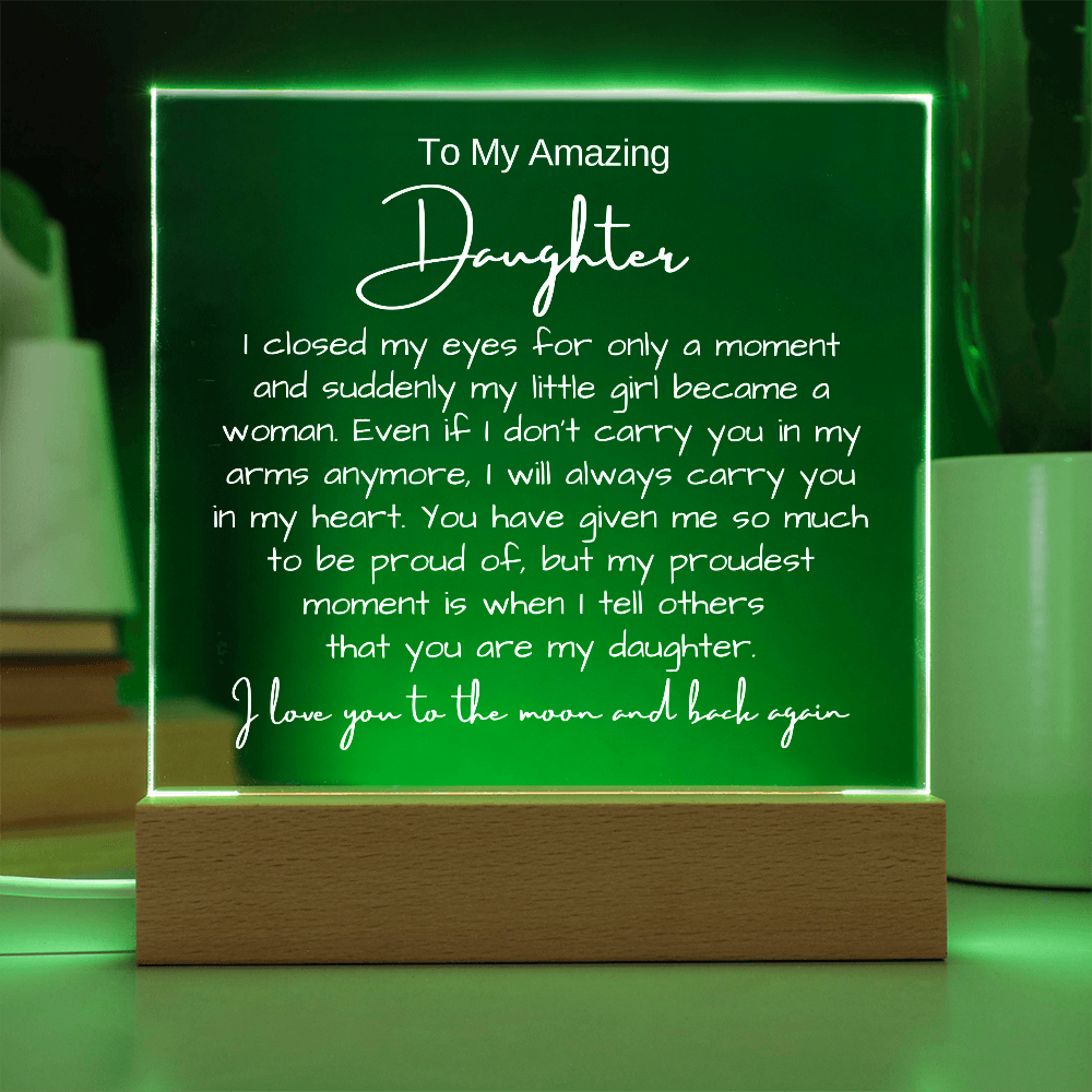 To My Daughter - Acrylic Plaque Nightlight LED Lamp Heartfelt Message gift
