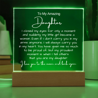 To My Daughter - Acrylic Plaque Nightlight LED Lamp Heartfelt Message gift