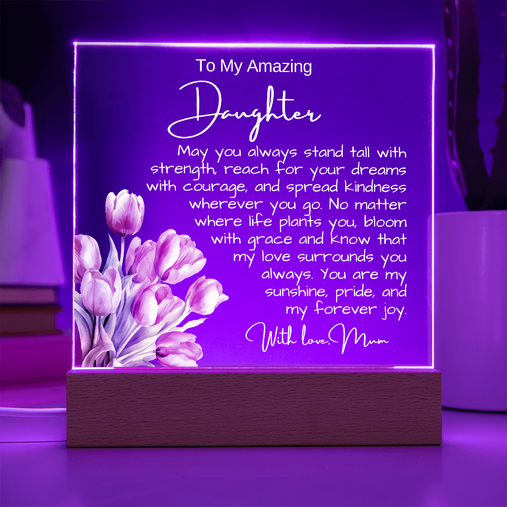 To My Daughter from Mum - Acrylic Plaque Nightlight LED Lamp Message gift