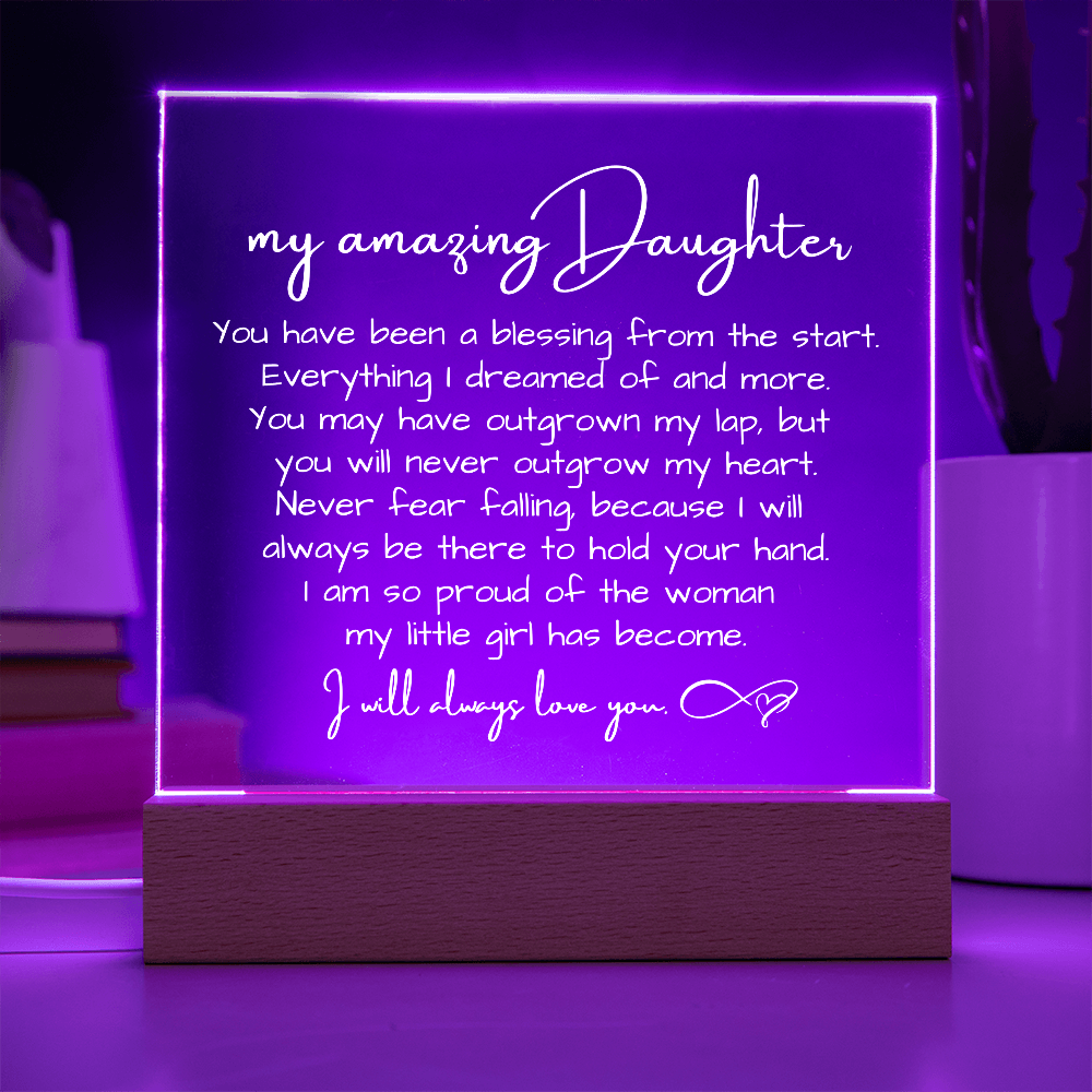 To My Daughter - Acrylic Plaque Nightlight LED Lamp Heartfelt Message gift