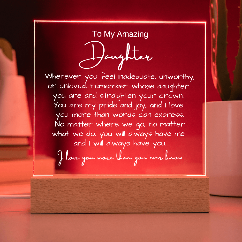 To My Daughter - Acrylic Plaque Nightlight LED Lamp Heartfelt Message gift