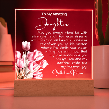 To My Daughter from Mum - Acrylic Plaque Nightlight LED Lamp Message gift