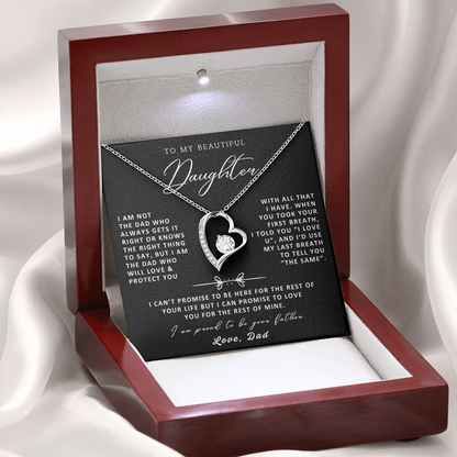 To My Daughter Necklace from Dad - Love Heart Necklace - Proud Father Message Card Gift