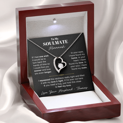 To My Soulmate - Love Heart Necklace - You Are the Woman of My Dream Message Card Gift