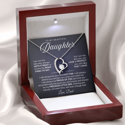 To My Daughter Necklace from Dad - Love Heart Necklace - Proud Of You Message Card Gift