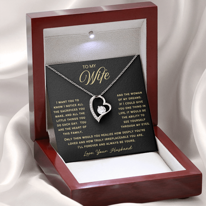 To My Wife - Love Heart Necklace - You Are Irreplaceable Valentine's Day Gift
