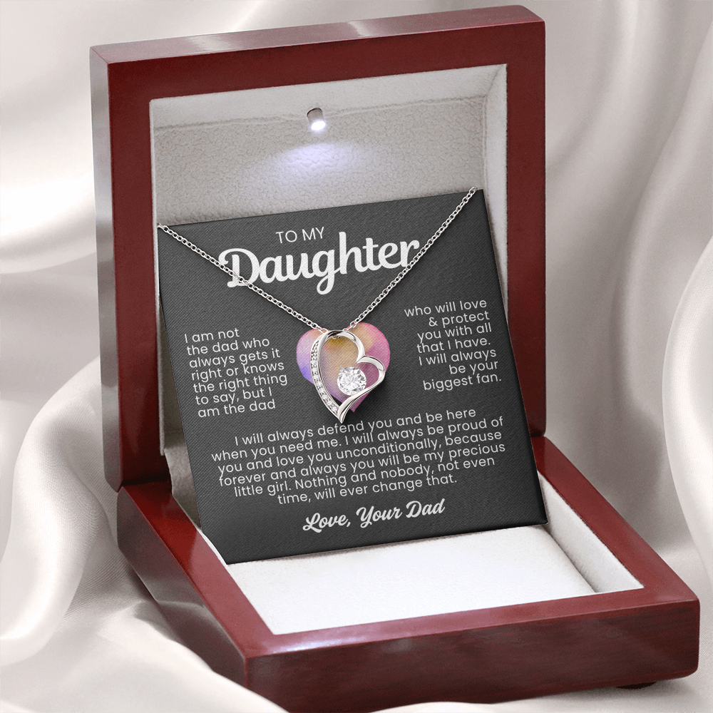 To My Daughter Necklace from Dad - Love Heart Necklace - Always Proud Of You Message Card Gift