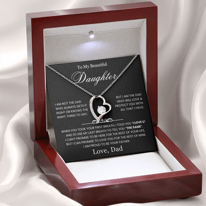 To My Daughter Necklace - Love Heart Necklace - Proud Of You Message Gift