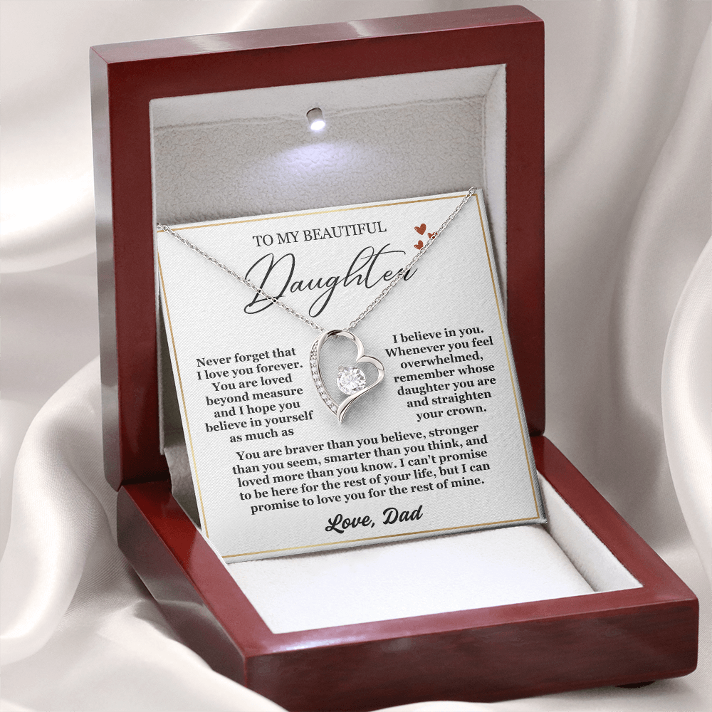 To My Daughter Necklace from Dad - Love Heart Necklace - Feel My Love Gift