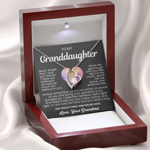 To My Granddaughter Necklace - Love Heart Necklace - You Are My World Gift