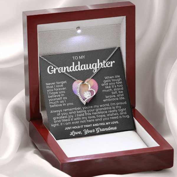 To My Granddaughter Necklace - Love Heart Necklace - You Are My World Gift