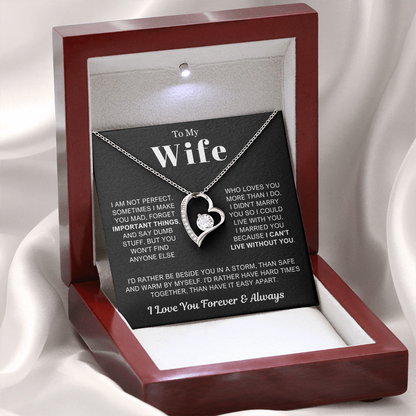 To My Wife - Love Heart Necklace - Rather Beside You Valentine's Day Gift