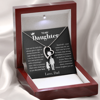To My Daughter Necklace from Dad - Love Heart Necklace - Remember Whose Daughter You Are Gift