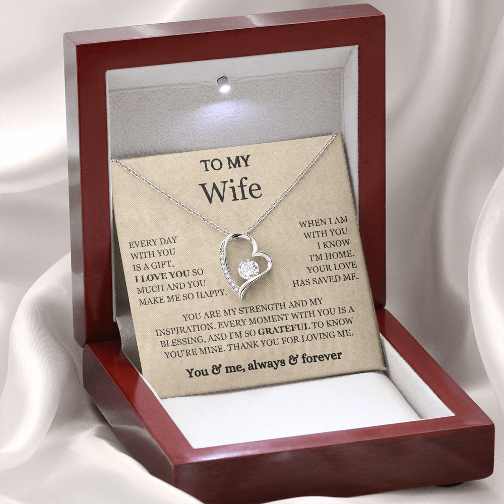 To My Wife - Love Heart Necklace - You Are My Strength Valentine's Day Gift