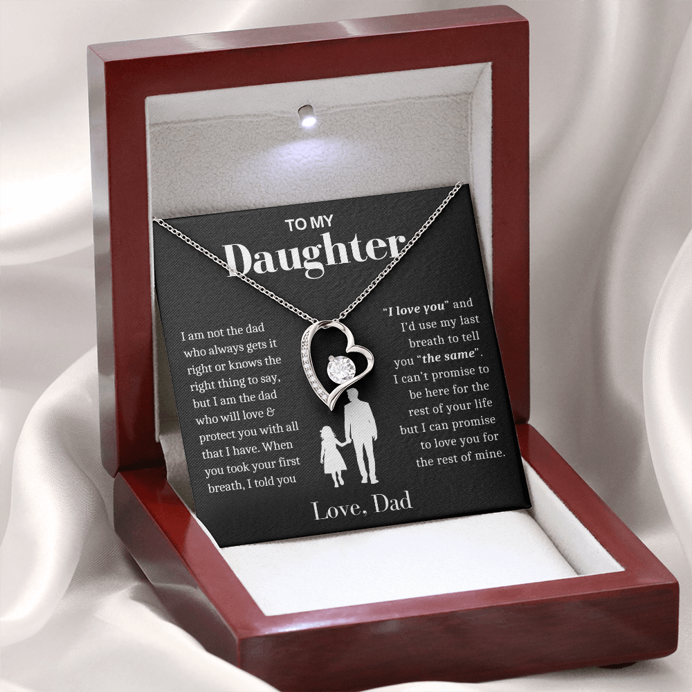 To My Daughter Necklace from Dad - Love Heart Necklace -  Always Loving You Message Card Gift