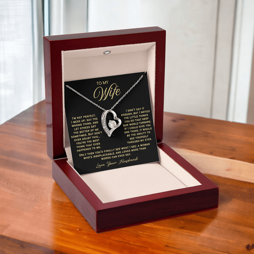 To My Wife - Love Heart Necklace - You Are Irreplaceable Valentine's Day Gift