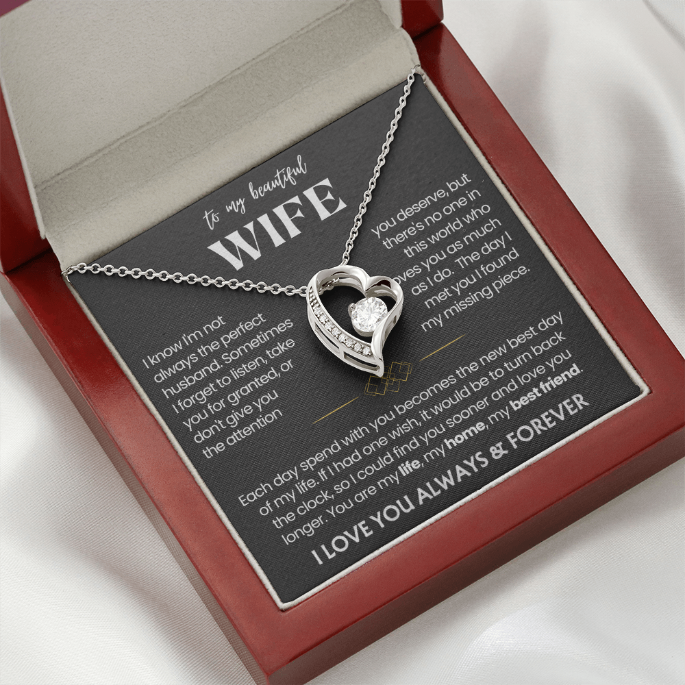 To My Wife - Love Heart Necklace - You Are My Life
