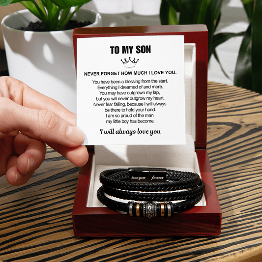 To My Son - Love You Forever Bracelet - Proud Of You Message Card Gift