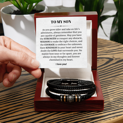To My Son - Love You Forever Bracelet - Forever Cherished in My Heart