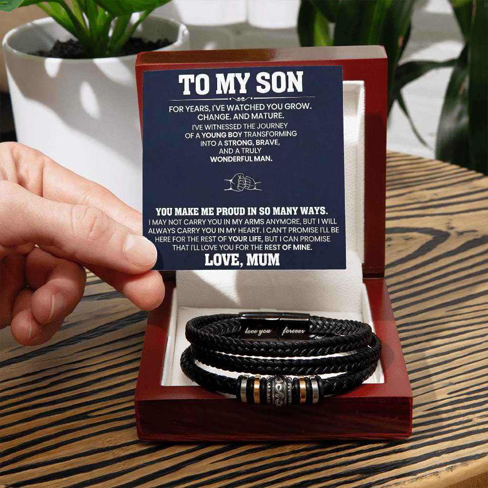 To My Son from Mum - Love You Forever Bracelet - You Make Me Proud Gift