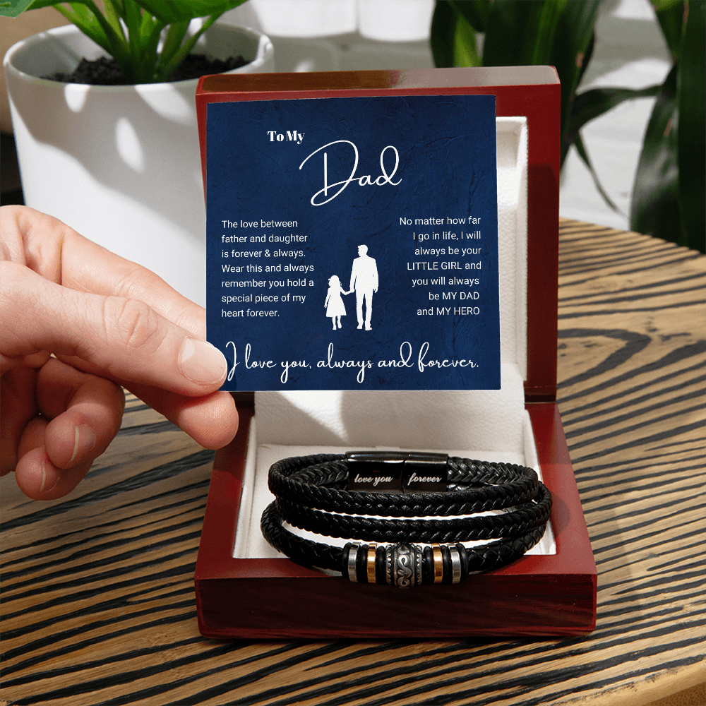 To My Dad - Love You Forever Bracelet - Always My Hero Message Card Gift
