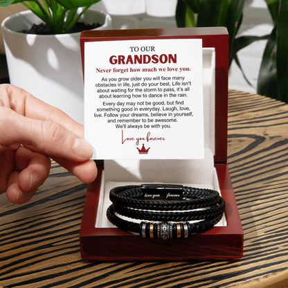 To Our Grandson - Love You Forever Bracelet - Always With You Message Card Gift