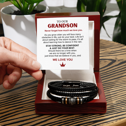 To Our Grandson - Love You Forever Bracelet - We Believe In You Message Card Gift