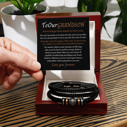 To Our Grandson - Love You Forever Bracelet - Remember Whose Grandson You Are Message Card Gift