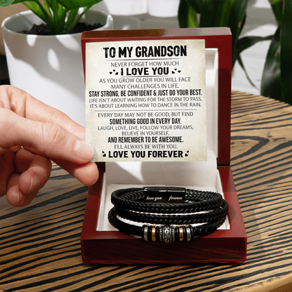 To My Grandson - Love You Forever Bracelet - Always With You Message Card Gift