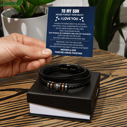 To My Son - Love You Forever Bracelet - Always There In Your Heart Message Card Gift