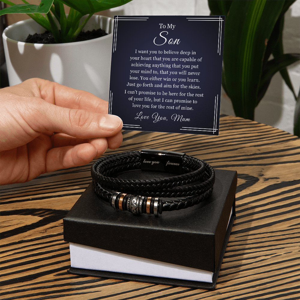To My Son - Love You Forever Bracelet - Aim for the Skies Gift