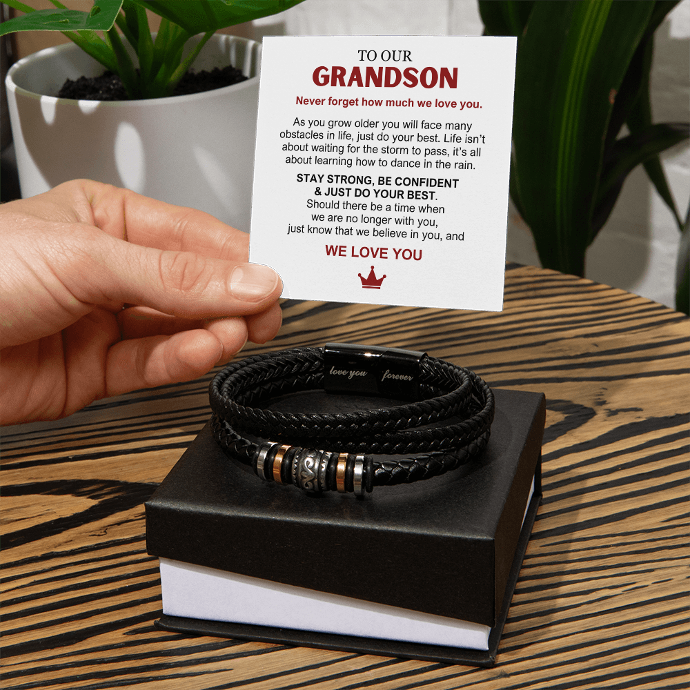 To Our Grandson - Love You Forever Bracelet - We Believe In You Message Card Gift