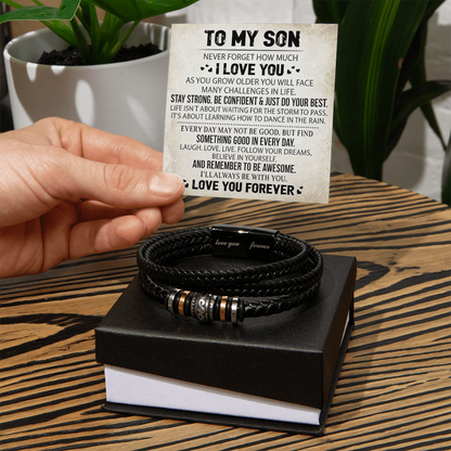 To My Son - Love You Forever Bracelet - Always With You Message Card Gift
