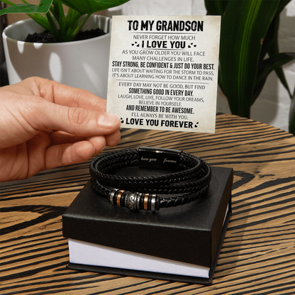 To My Grandson - Love You Forever Bracelet - Always With You Message Card Gift